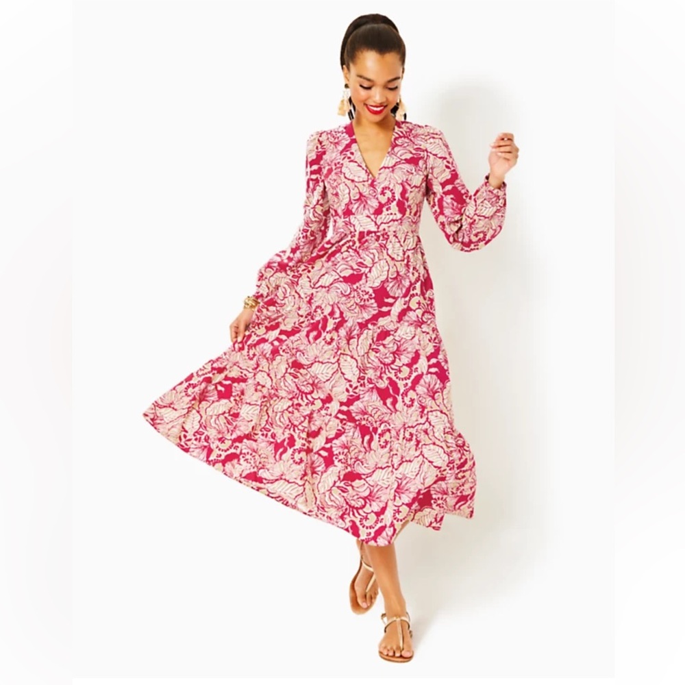 NWT Lilly Pulitzer Tinslee Long Sleeved Midi Dress